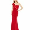 One Shoulder Draped Trumpet Gown -Women's Skirt 49547 RED Default 1 WS