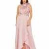 High Neck Soft Tie Beaded Belt Gown (Plus) 2 High Neck Soft Tie Beaded Belt Gown (Plus) -Women's Skirt 49578 Rose AB