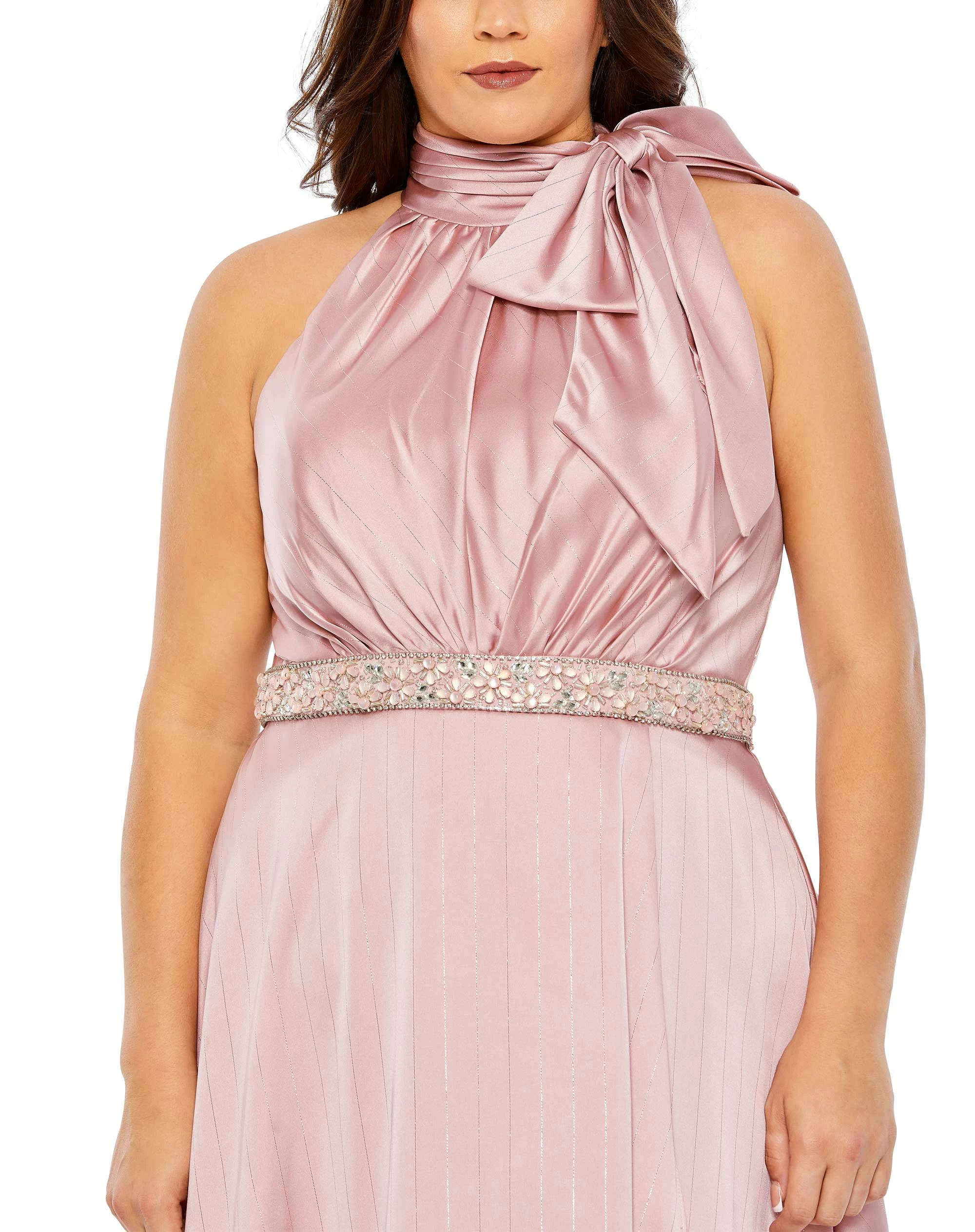 High Neck Soft Tie Beaded Belt Gown (Plus) 5 High Neck Soft Tie Beaded Belt Gown (Plus) - Image 3