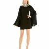 Rhinestone Collar Flowy Sleeve Mini Dress -Women's Skirt 49607 Black AB