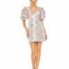 Floral Puff Shoulder Brocade Mini Dress 1 Floral Puff Shoulder Brocade Mini Dress -Women's Skirt 49622 PIM Default 1 WS
