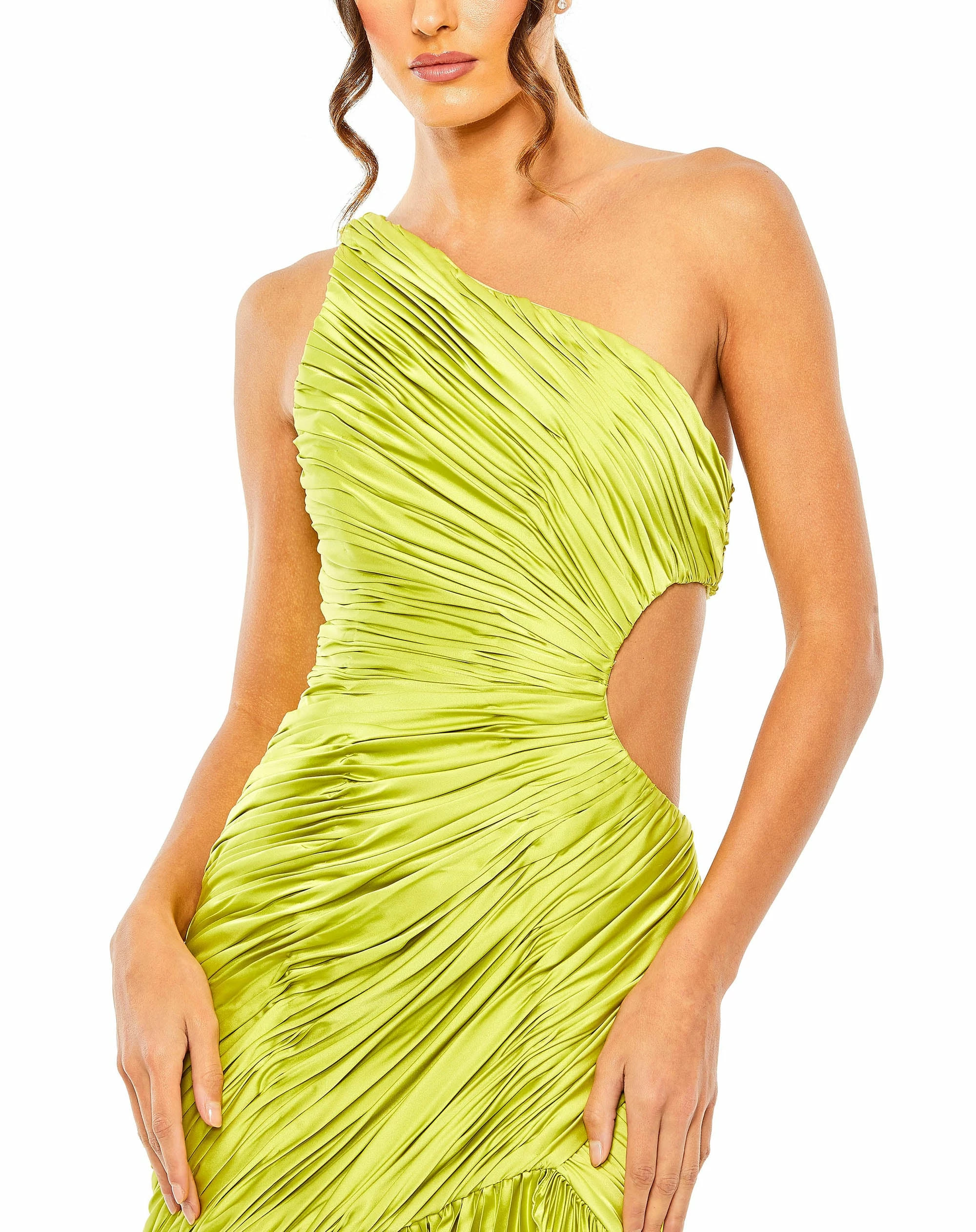 Side Cut-Out One-Shoulder Pleated Gown 5 Side Cut-Out One-Shoulder Pleated Gown - Image 3