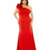 One Shoulder Ruffle Detailed Gown (Plus) -Women's Skirt 49707 RED Default 1 WS