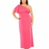 One Shoulder Tea Length Crepe Dress (Plus) -Women's Skirt 49708W HOT Default 1 WS
