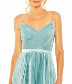 Slim Strap Surplice Top Pleated Dress -Women's Skirt 49715 FrenchBlue CL