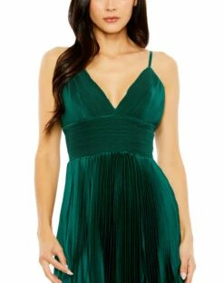 Slim Strap Ruched Top Heat Pleated Dress -Women's Skirt 49721 Emerald CL