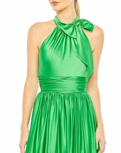 Ruffle Halter Neck Gown -Women's Skirt 50658 SpringGreen CL