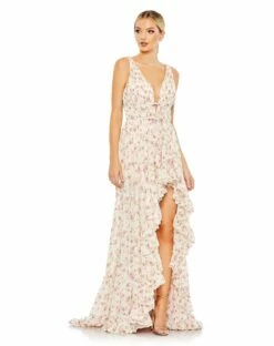 Floral Print Sleeveless Ruffled High-Low Gown -Women's Skirt 50659 PIM Default 1 WS