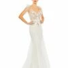 Embellished Sleeveless Bow Detail Mermaid Gown 2 Embellished Sleeveless Bow Detail Mermaid Gown -Women's Skirt 50666 WhiteGold AB