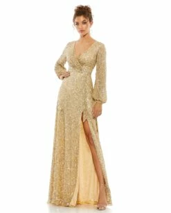 Multi-Colored Sequin Silver Gown -Women's Skirt 5213 Champagne AB