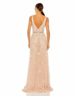 Embellished V-Neck Long Gown 12 Embellished V-Neck Long Gown -Women's Skirt 5215 Blush BK