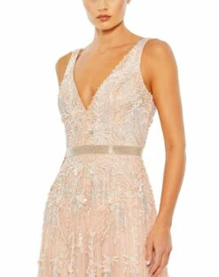 Embellished V-Neck Long Gown 13 Embellished V-Neck Long Gown -Women's Skirt 5215 Blush CL