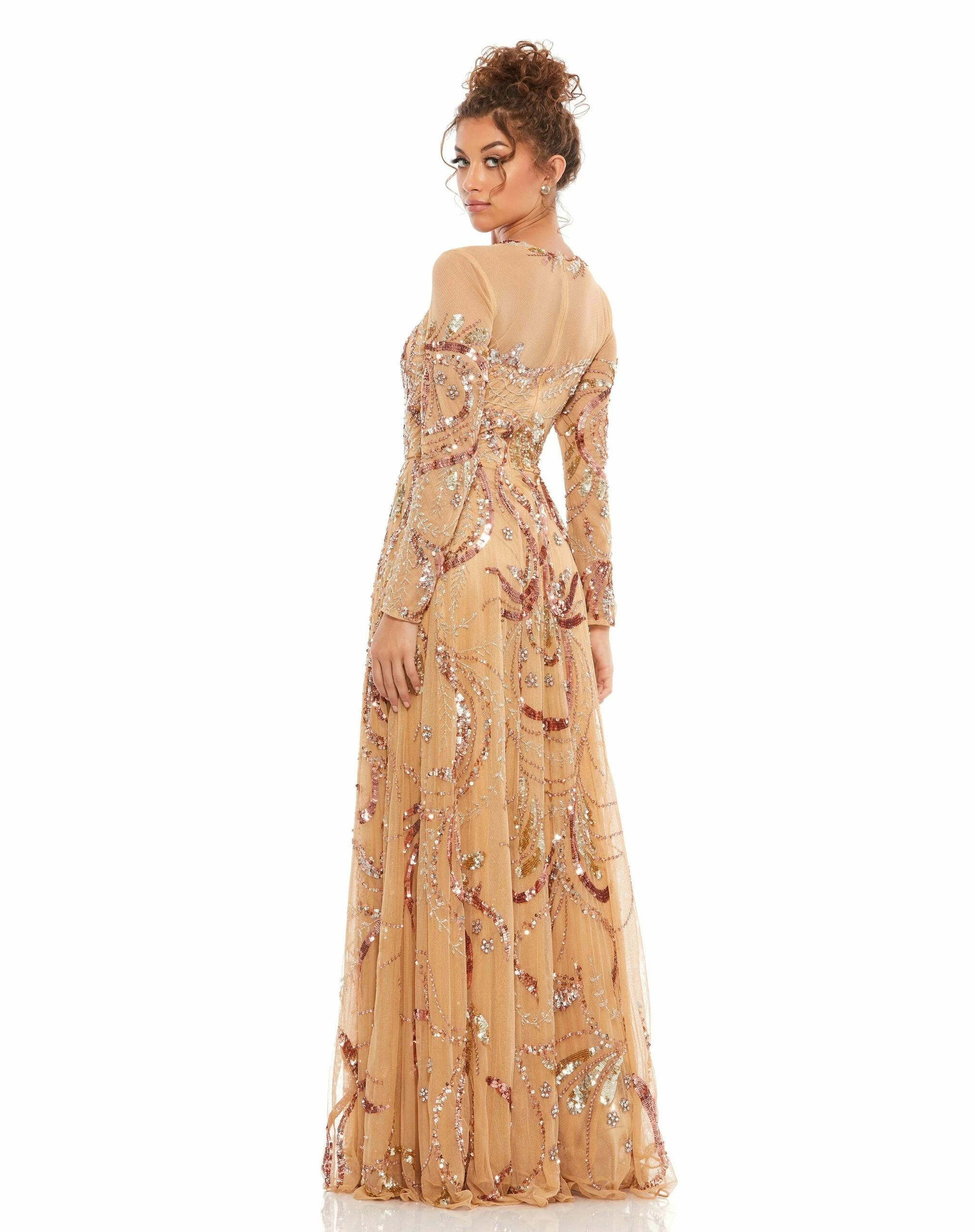 Long Sleeve Embellished Illusion Evening Gown 13 Long Sleeve Embellished Illusion Evening Gown - Image 11