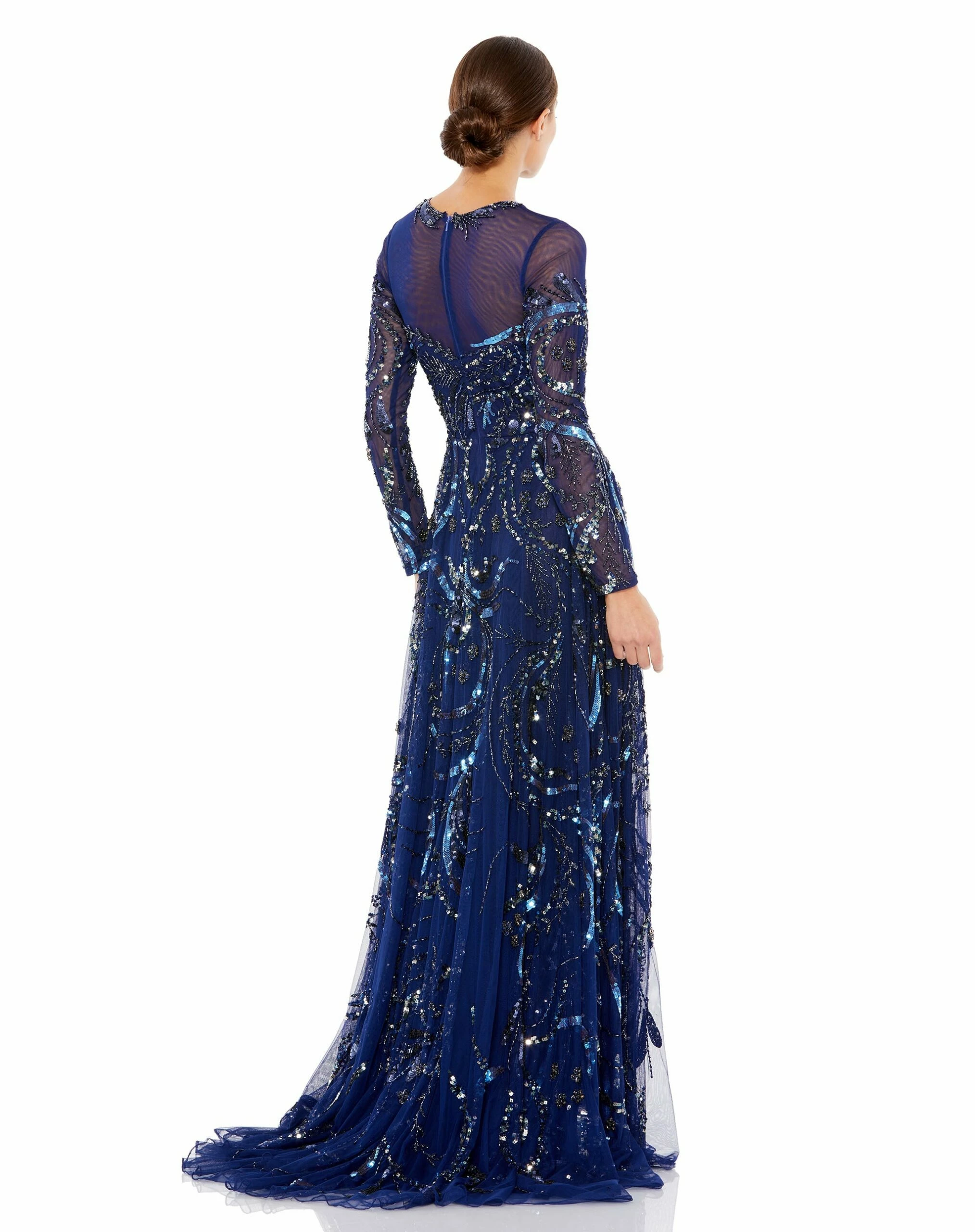 Long Sleeve Embellished Illusion Evening Gown 7 Long Sleeve Embellished Illusion Evening Gown - Image 5