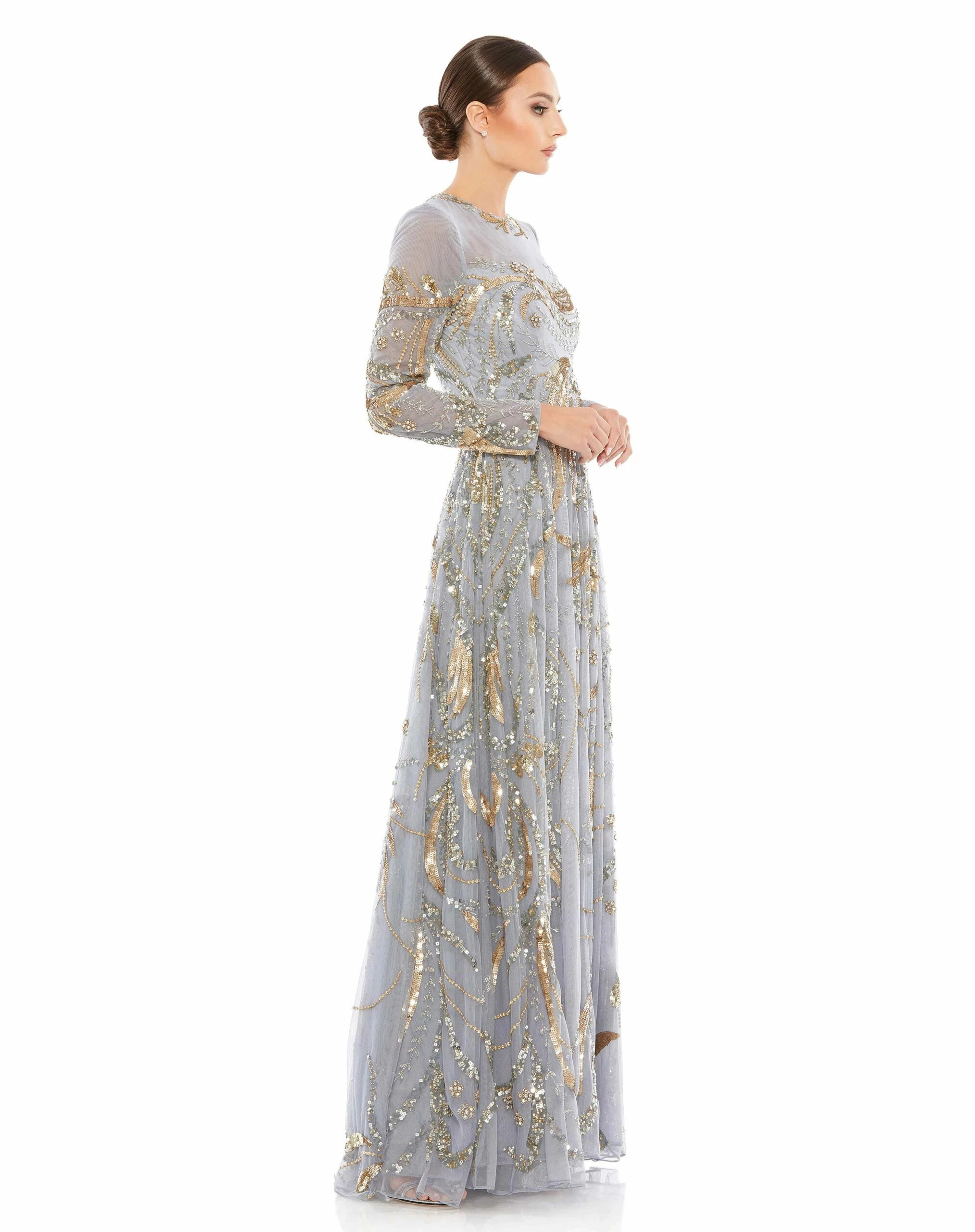 Long Sleeve Embellished Illusion Evening Gown 11 Long Sleeve Embellished Illusion Evening Gown - Image 9