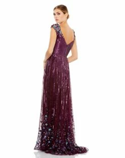 Sequin & Floral Embellished Evening Gown -Women's Skirt 5223 AME 2 WS