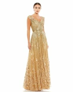 Sequin & Floral Embellished Evening Gown -Women's Skirt 5223 CHM 1 WS