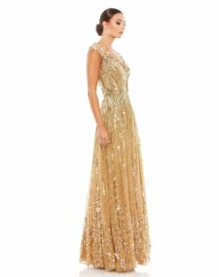 Sequin & Floral Embellished Evening Gown -Women's Skirt 5223 CHM 4 WS