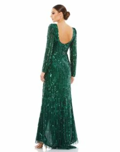 Sequined Sweetheart Long Sleeve Gown -Women's Skirt 5379 FRG 2 WS