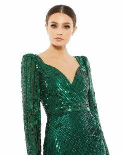 Sequined Sweetheart Long Sleeve Gown -Women's Skirt 5379 FRG 3 WS