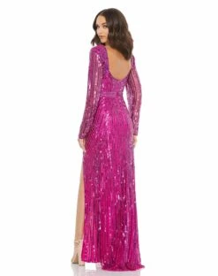 Sequined Sweetheart Long Sleeve Gown -Women's Skirt 5379 MAG 2 WS
