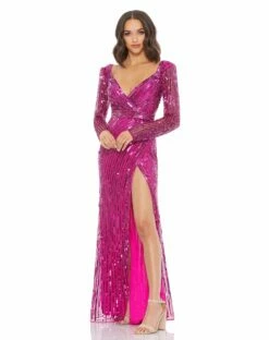 Sequined Sweetheart Long Sleeve Gown -Women's Skirt 5379 MAG Default 1 WS
