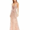 Sleeveless Faux Wrap Sequin Embellished Cut Out Back -Women's Skirt 5390 RoseGold AB