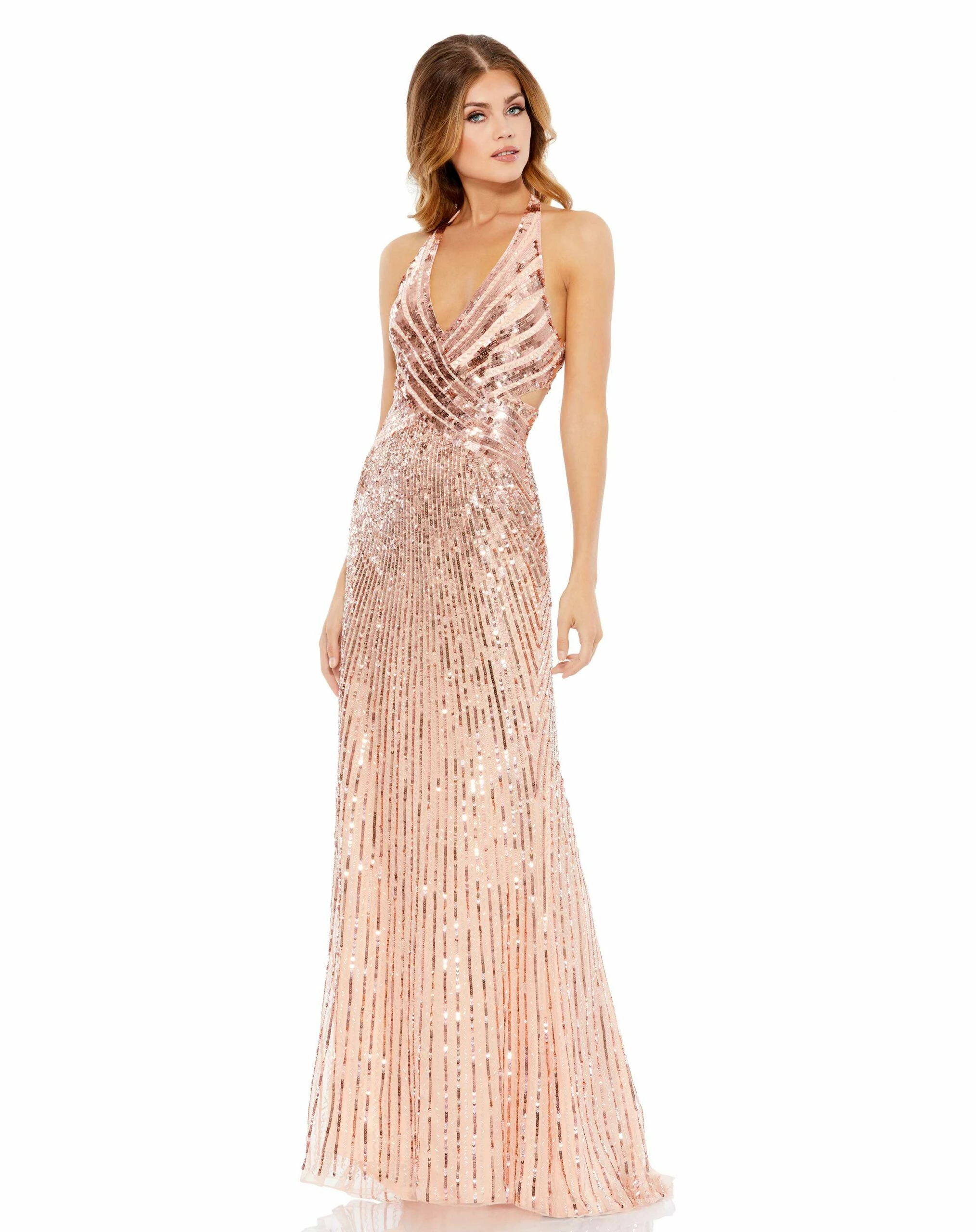 Sleeveless Faux Wrap Sequin Embellished Cut Out Back 3 Sleeveless Faux Wrap Sequin Embellished Cut Out Back