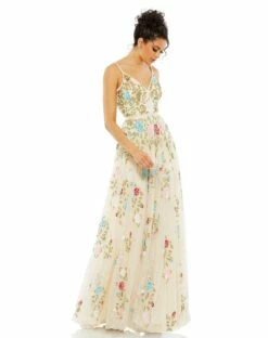 Embellished Floral Sequined Gown