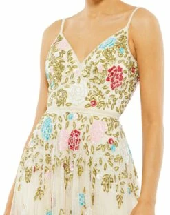 Embellished Floral Sequined Gown -Women's Skirt 5400 NudeMulti CL