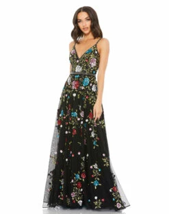 Embellished Floral Sequined Gown -Women's Skirt 5400 BMU Default 1 WS