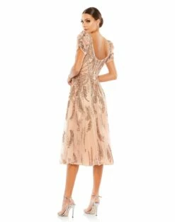 Beaded Short Sleeve Tea Length Dress 13 Beaded Short Sleeve Tea Length Dress -Women's Skirt 5434 APR 2 WS