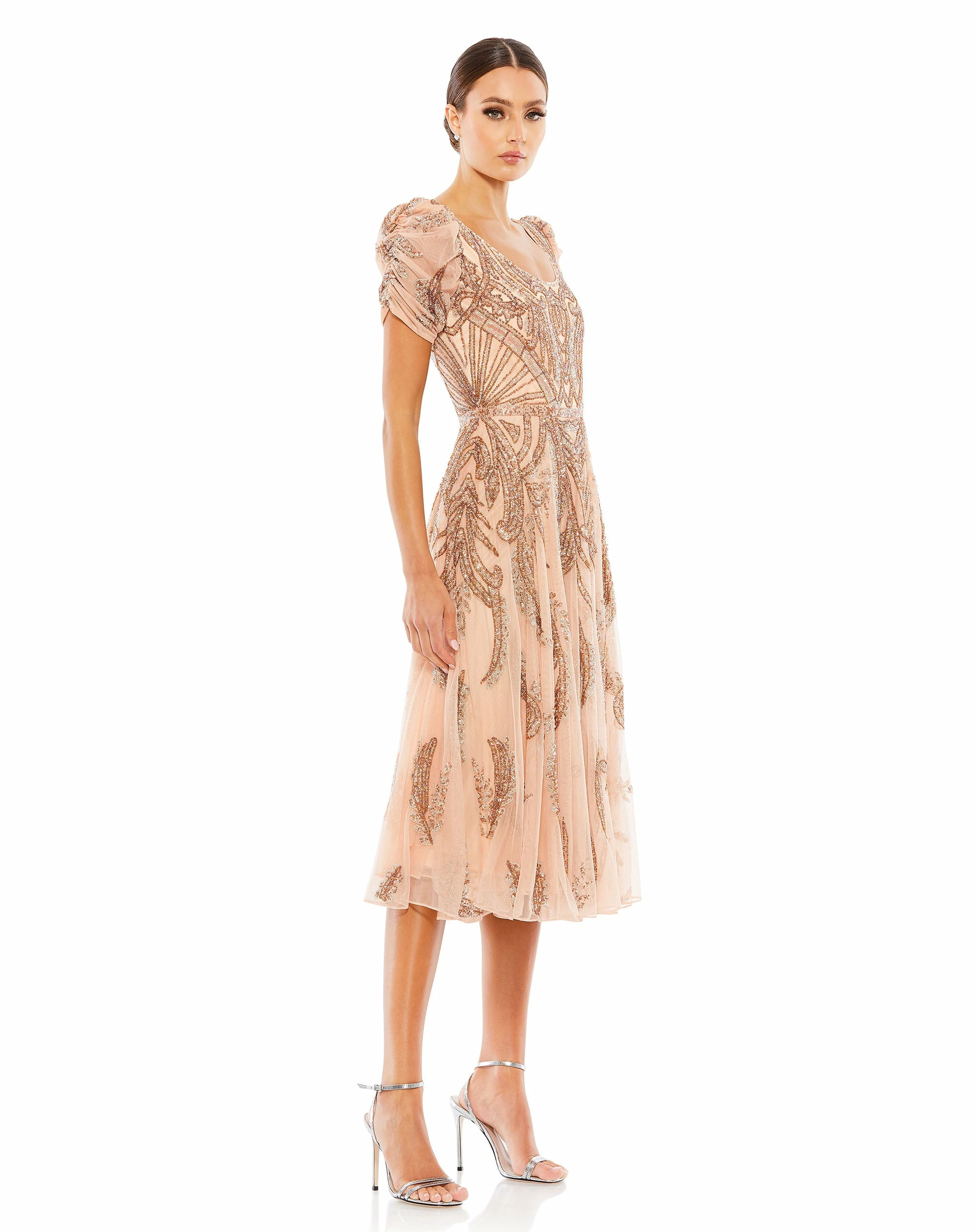 Beaded Short Sleeve Tea Length Dress 9 Beaded Short Sleeve Tea Length Dress - Image 7