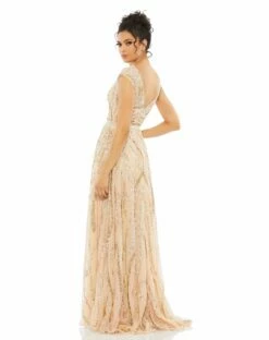 Cap Sleeve Embellished Evening Gown 12 Cap Sleeve Embellished Evening Gown -Women's Skirt 5445 BGM 2 WS