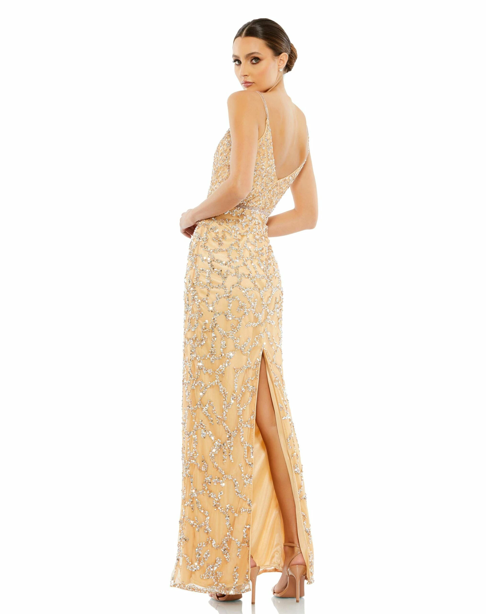 Sleeveless V-Neck Beaded Column Gown 4 Sleeveless V-Neck Beaded Column Gown - Image 2