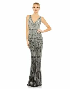 Sequin Embellished Elegant Sleeveless Evening Gown 11 Sequin Embellished Elegant Sleeveless Evening Gown -Women's Skirt 5483 BlackSilver AB