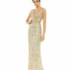 Sequin Embellished Elegant Sleeveless Evening Gown -Women's Skirt 5483 Nude AB