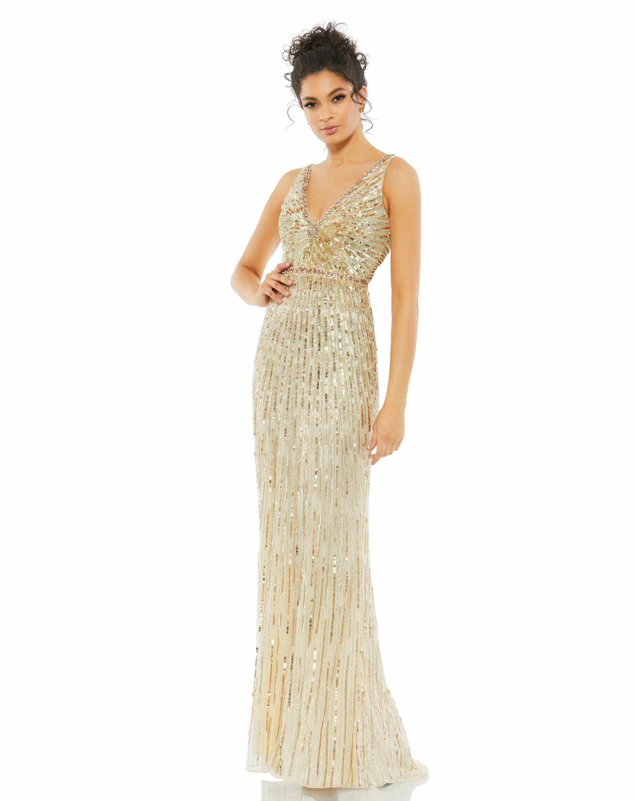 Sequin Embellished Elegant Sleeveless Evening Gown 3 Sequin Embellished Elegant Sleeveless Evening Gown