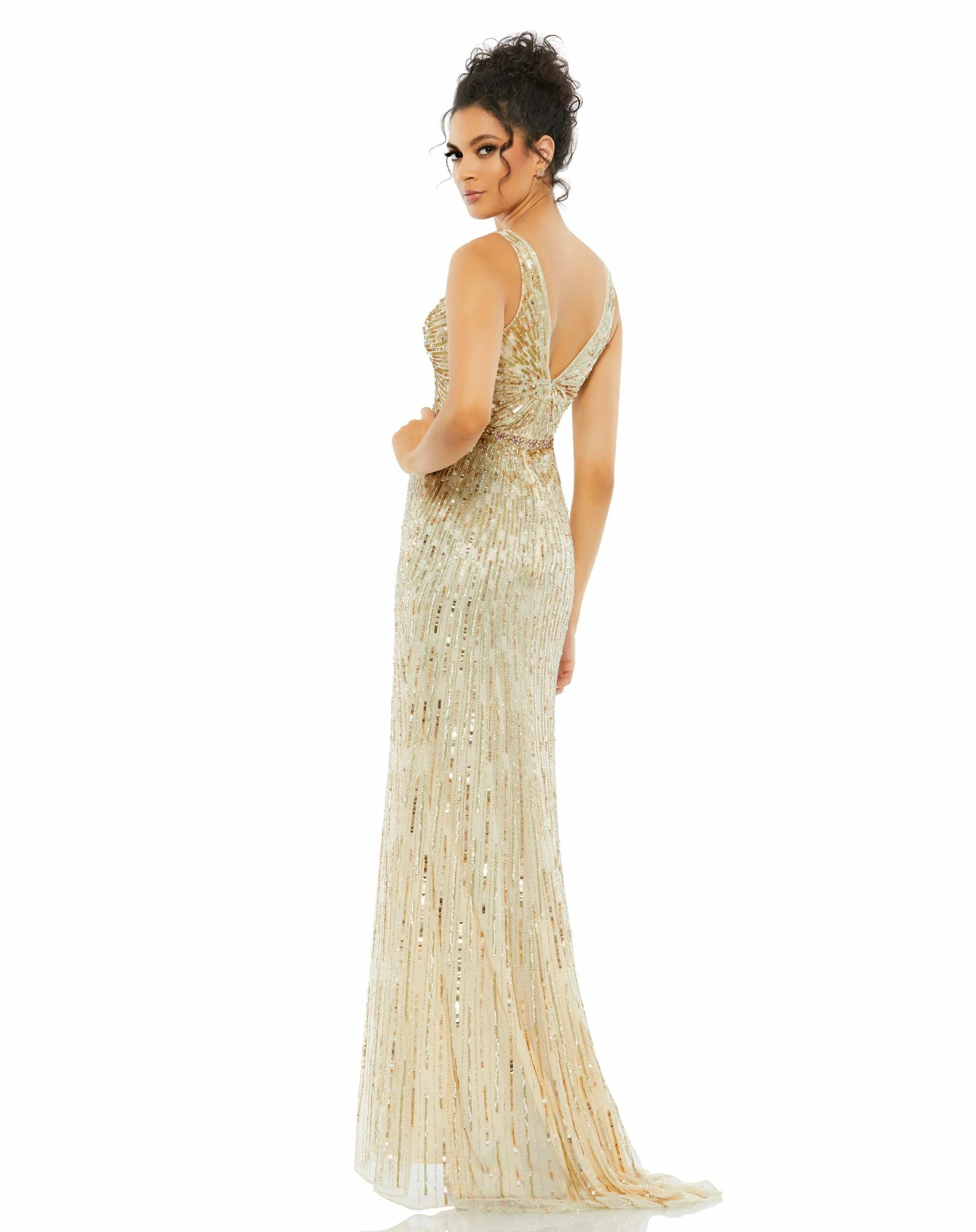 Sequin Embellished Elegant Sleeveless Evening Gown 4 Sequin Embellished Elegant Sleeveless Evening Gown - Image 2