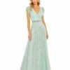 Sequined Wrap Over Ruffled Cap Sleeve Gown 1 Sequined Wrap Over Ruffled Cap Sleeve Gown -Women's Skirt 5502 Seamist AB