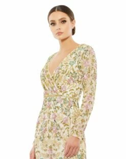 Long Sleeve Floral Embellished Gown -Women's Skirt 5503 NUM 3 WS