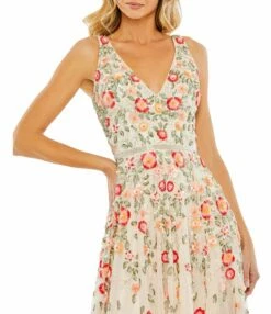 DEEP V MIDI DRESS -Women's Skirt 5527 NudeMulti CL