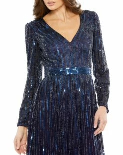 Long Sleeve Tea Length Dress 16 Long Sleeve Tea Length Dress -Women's Skirt 5528 Midnight CL