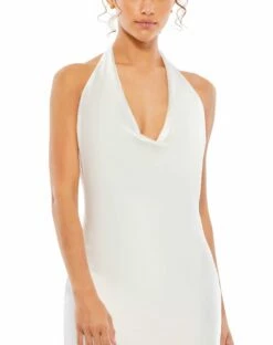 Satin Open Back Cowl Neck Mini Dress -Women's Skirt 55300 WHT 3 WS