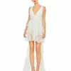 High Low Tiered Gown With Built In Bodysuit -Women's Skirt 55320 White AB