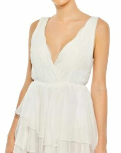High Low Tiered Gown With Built In Bodysuit -Women's Skirt 55320 White CL