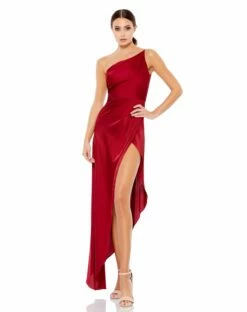 One Shoulder Hi-Low Draped Charmeuse Dress -Women's Skirt 55324 DeepRed AB 381f9b4e a301 4e5b aa5c 4f85086f3b4d