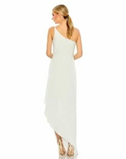 One Shoulder Hi-Low Draped Charmeuse Dress -Women's Skirt 55324 White BK 24ed19cf 2c34 4dba 9093 107c755f9799