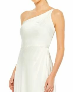 One Shoulder Hi-Low Draped Charmeuse Dress -Women's Skirt 55324 White CL a9403387 f093 431e 8a24 d0d3bfc704c5