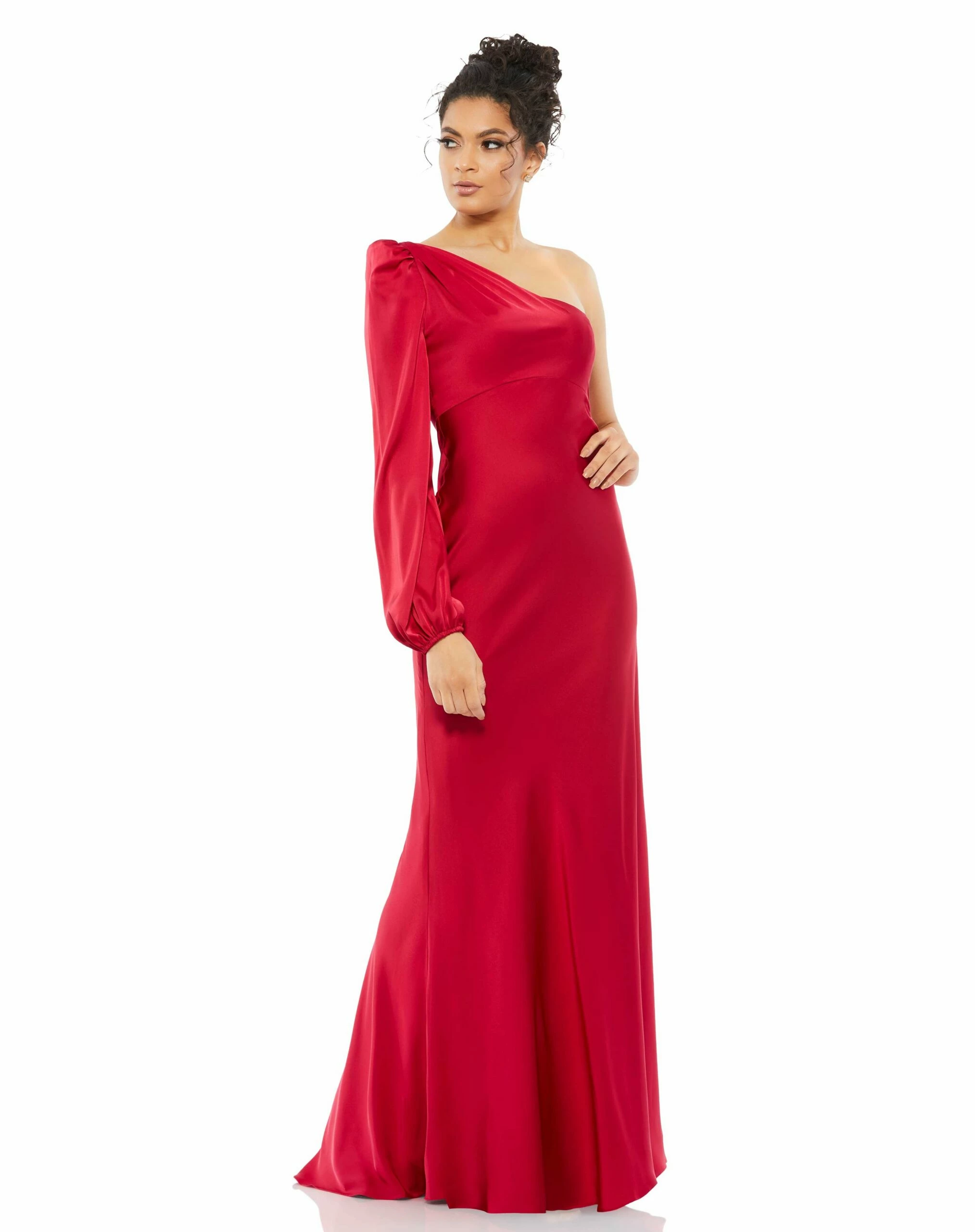 One Shoulder Blouson Sleeve Gown 3 One Shoulder Blouson Sleeve Gown